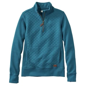 L.L Bean Green Quilted Quarter-Zip Pullover Sweatshirt Women Size Small Comfy - Picture 1 of 6