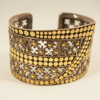 Bracelete articulado John Hardy ouro 18k e esterlina Jaisalmer ponto chute - Imagem 1 de 4