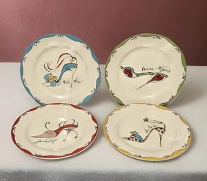4 Rosanna High Heel Shoes Luncheon Salad Dessert Plates 8.25" - Picture 1 of 4