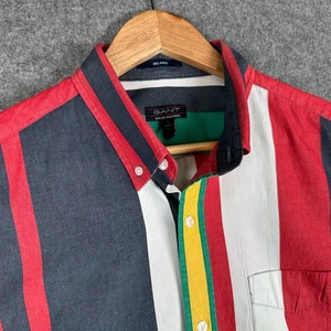GANT Shirt Mens Large Multicolour Striped Relaxed Fit Brushpopper Rough Weather - Picture 1 of 15