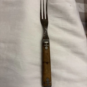 Antique 1800s Primitive Civil War 3 Tine Prong Bone? Handled Steel Fork Inlay - Picture 1 of 12