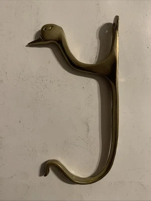 VTG Solid Brass Goose Duck Head Wall Mount Double Hook Hat Coat  7 1/2" Long - Image 1 of 4