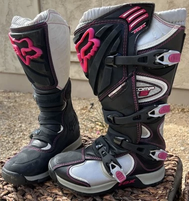 Botas de equitación Fox Racing para mujer COMP 5 de motocross negras/rosas EE. UU. 7/UE 39 MX Foto 1 de 3
