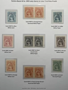 Rare Liberia Stamps 1903 Liberty IMPERF PLATE PROOFS Colour Trials, Paper & Card - Picture 1 of 3