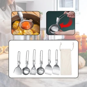 7Pcs Camp Cooking Utensils Set Outdoor Kitchen Gear for Hiking Outdoor Party - Picture 1 of 7