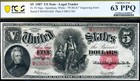 HGR 1907 $5 Legal Tender FR.91 ((Famous PCBLIC Error)) PCGS CHOICE UNC 63PPQ