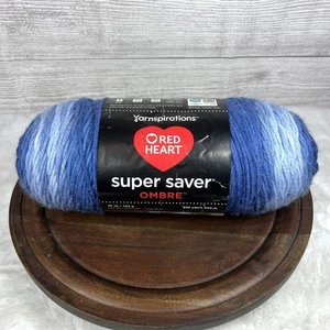 Red Heart Super Saver Ombre Medium Acrylic True Blue Yarn, 482 yd NEW - Picture 1 of 8