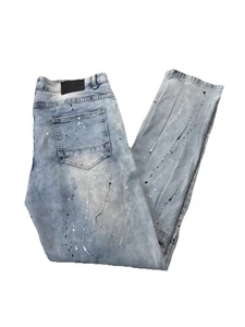 Pantalones de mezclilla ajustados Rock Salt para hombre 38x32,5 pintura salpicaduras lavado con hielo desgastados Y2K - Imagen 1 de 9