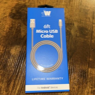 JW Just Wireless, Nylon Braided 6 Feet Micro USB Cable for Android Devices - Image 1 of 2