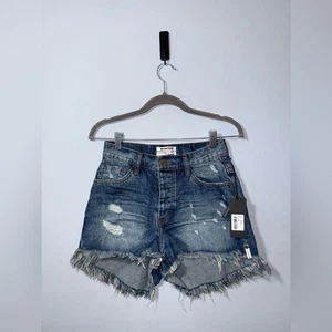 One x Teaspoon Lucky Blue Bonita High Waist Distressed Denim Shorts Size 26 NWT - Picture 1 of 10