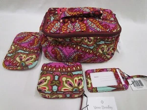 Resort Medallion Vera Bradley 4 pezzi borsa cosmetica da viaggio custodia pillole etichetta bagaglio nuova con etichette - Foto 1 di 10