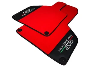 Red Floor Mats For Lamborghini Huracan EVO 2014-2023 LHD With Black Leather - Picture 1 of 14