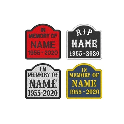 Custom RIP Memorial Rest In Peace Tombstone Cemetery Sew on Patch - Image 1 of 4