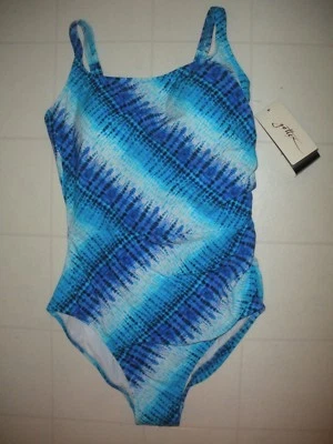 Profile by GOTTEX Blue Pool Party 1 Pc Round Neck Style Swimsuit Sz 10 NWT - Image 1 of 2