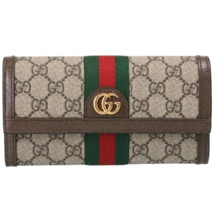 GUCCI Wallet Women Bi-fold Ophidia GG Canvas 523153 96IWG 8745 Beige*Ebony - Picture 1 of 7