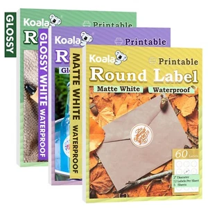 Lot Koala Round Labels 2 Inch Glossy or Matte Waterproof Vinyl Sticker Paper - Afbeelding 1 van 88
