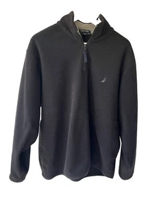 Nautica 1/4 Zip Fleece Sweater Adult Medium Black Pullover Sweatshirt Men's - Picture 1 of 3