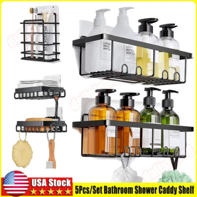 5 Pack/Set Shower Caddy Adhesive Shower Organizer for Bathroom Storage & Kitchen - Image 1 of 4