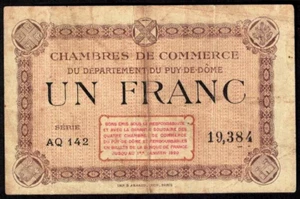 1 Franc - Chambre de Commerce du Puy-de-Dôme 1920-1926 banknotes paper money - Picture 1 of 2