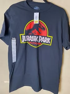 JURASSIC PARK T-Rex Movie Logo Black Graphic Tee SZ M-NWT - Picture 1 of 6
