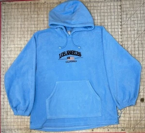 Vintage LA City Fleece Sweatshirt Hoodie California Blue Los Angeles - Picture 1 of 11