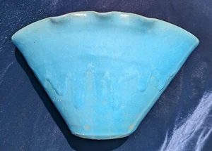 North State Pottery Fan Vase Nice Blue North Carolina 3rd Mark 1939-1959 Vintage - Picture 1 of 6