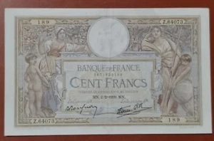 Billet 100 fr luc olivier merson type 1906 " Modifié du 2-2-1939 Fay 25/41 TTB - Imagen 1 de 2