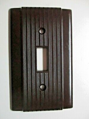 Uniline Hubbell Bryant US 1940 Switch Plate Wall Cover Ribbed Brown Bakelite MCM • 14.56$
