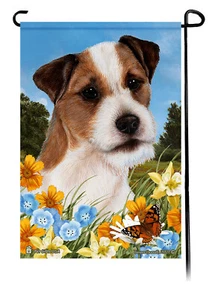 Bandera Jardín Flores Verano - Doble Abrigo Tri Jack Russell Terrier - Imagen 1 de 1