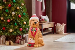 Home Depot 2024 Blow Mold LED 2.5’ Christmas Golden Doodle Dog Decor BRAND NEW - Picture 1 of 5
