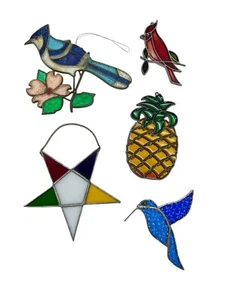 Vintage Vögel Ananas Freimaurer Oststern Sonnenfänger Buntglas Acryl - Bild 1 von 7
