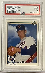1990 Upper Deck - Nolan Ryan #734 300th Win Banner on Front PSA MINT 9 - Picture 1 of 2