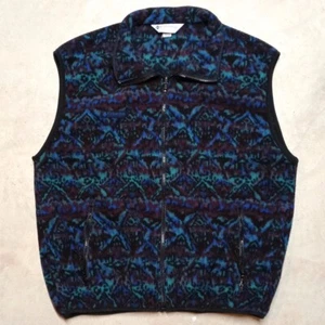 Gilet in pile vintage COLUMBIA made in USA astratto Gorpcore - Uomo taglia XL - Foto 1 di 9
