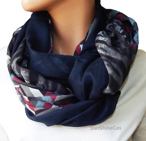 XXL loop scarf round scarf tube scarf shawl leopard dark blue gray 2023 H 37 - Picture 1 of 3