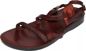 Holy Land Market Men/Women Biblical Jesus Leather/Embroidered Sandals/Slides - Picture 1 of 11
