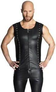 Noir Handmade - Elegante Efecto Mojado Chaleco / Top Con Cremallera Negro - - Imagen 1 de 2