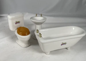 Puppenhaus Miniaturen Bad Toilette, Wanne und Waschbecken Keramik Konvolut - Bild 1 von 10