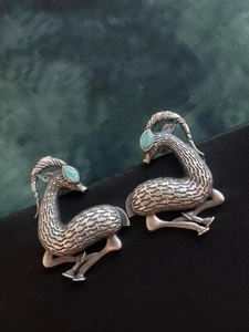 Sterling silver deer shaped oxidised stud earrings - Picture 1 of 3