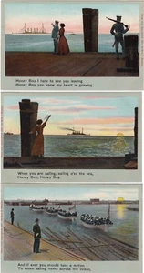 c1908 Lot of 3 Eismann Song Series Postcards — Honey Boy ( Northworth / Tilzer ) - Bild 1 von 7