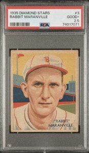 1935 Diamond Stars Rabbit Maranville #3 PSA 2.5 New Label Boston Braves HOF