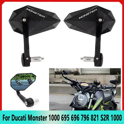 For Ducati Monster 1000 695 696 796 821 S2R 1000 Handle Bar End Mirrors Rearview Foto 1 de 4