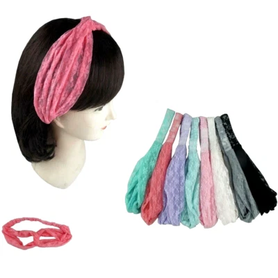 Lote de 6 piezas de diadema con nudo torcido de turbante de encaje red de cabello anudada retorcida Foto 1 de 2