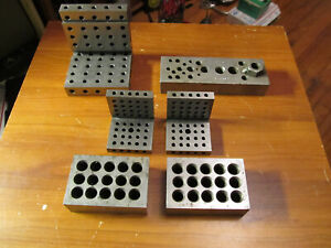 Lot of 6 used Machinist 1-2-3  set up blocks and three angle L blocks