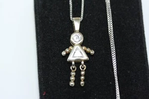 Collar colgante de estatuilla femenina vintage de plata de ley 925 para niña y mujer de 18" - Imagen 1 de 21