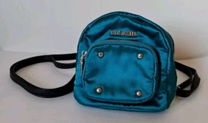 Steve Madden Teal Satin Mini Backpack Purse- See Description - Picture 1 of 9