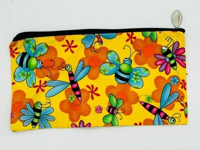 BOLSO COSMÉTICO 10" ELLE Mujer Niña Abeja y Libélula Amarillo Naranja Cremallera Foto 1 de 4