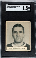 1936-1937 V356 World Wide Gum #67 Stewart Evans RC SGC 1.5 Montreal Maroons