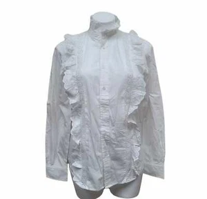 Polo/Ralph Lauren WHITE Women's Ruffle Blouse Embroidered Details, US 6 - Picture 1 of 1