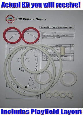 Juego de anillo de goma Sentinel Wonder Wizard Demolición Derby Pinball 1977 Foto 1 de 2