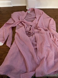 Nordstrom Intimates Women's Size M L Robe And Short Set Checked Pink And White - Picture 1 of 13